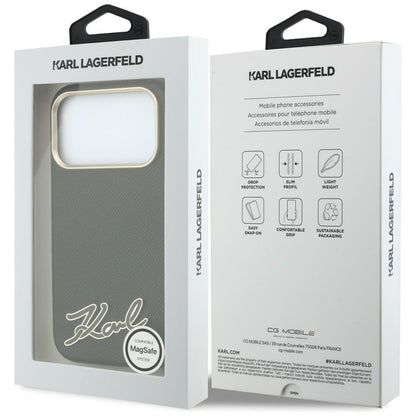 Karl Lagerfeld Grained with Resin Signature Logo MagSafe Case for iPhone 18 Pro Max / 17 Pro Max - Black_7