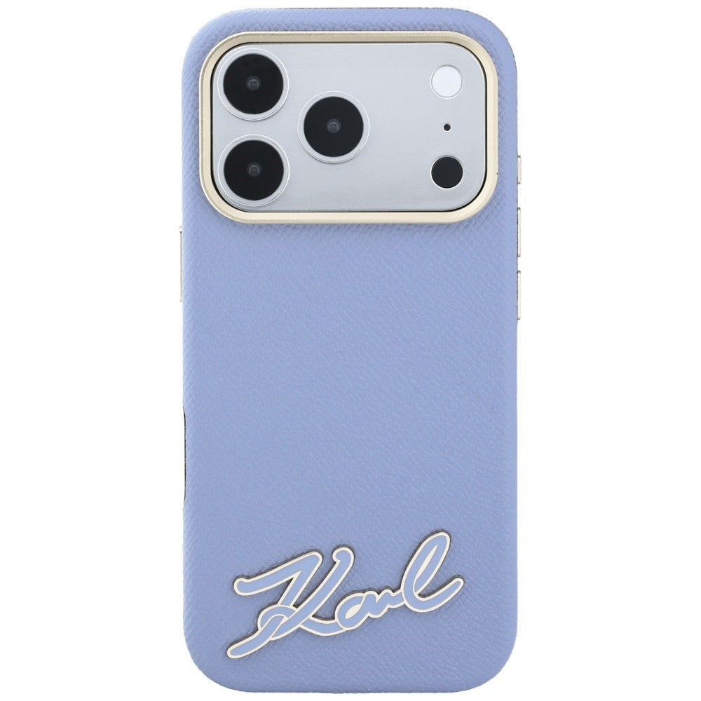 Karl Lagerfeld Grained with Resin Signature Logo MagSafe Case for iPhone 18 Pro Max / 17 Pro Max - Light Blue_2