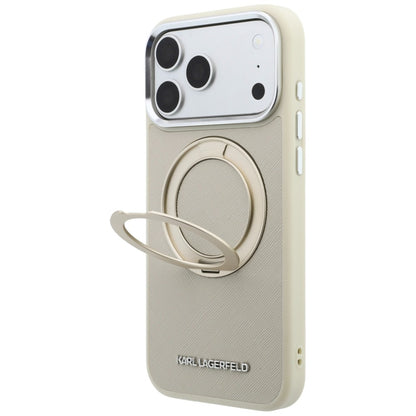 Karl Lagerfeld Ring Stand 360 Saffiano Classic Logo MagSafe Case for iPhone 18 Pro Max / 17 Pro Max - Beige_1