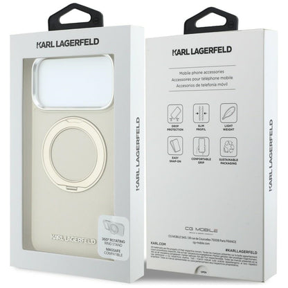 Karl Lagerfeld Ring Stand 360 Saffiano Classic Logo MagSafe Case for iPhone 18 Pro Max / 17 Pro Max - Beige_7
