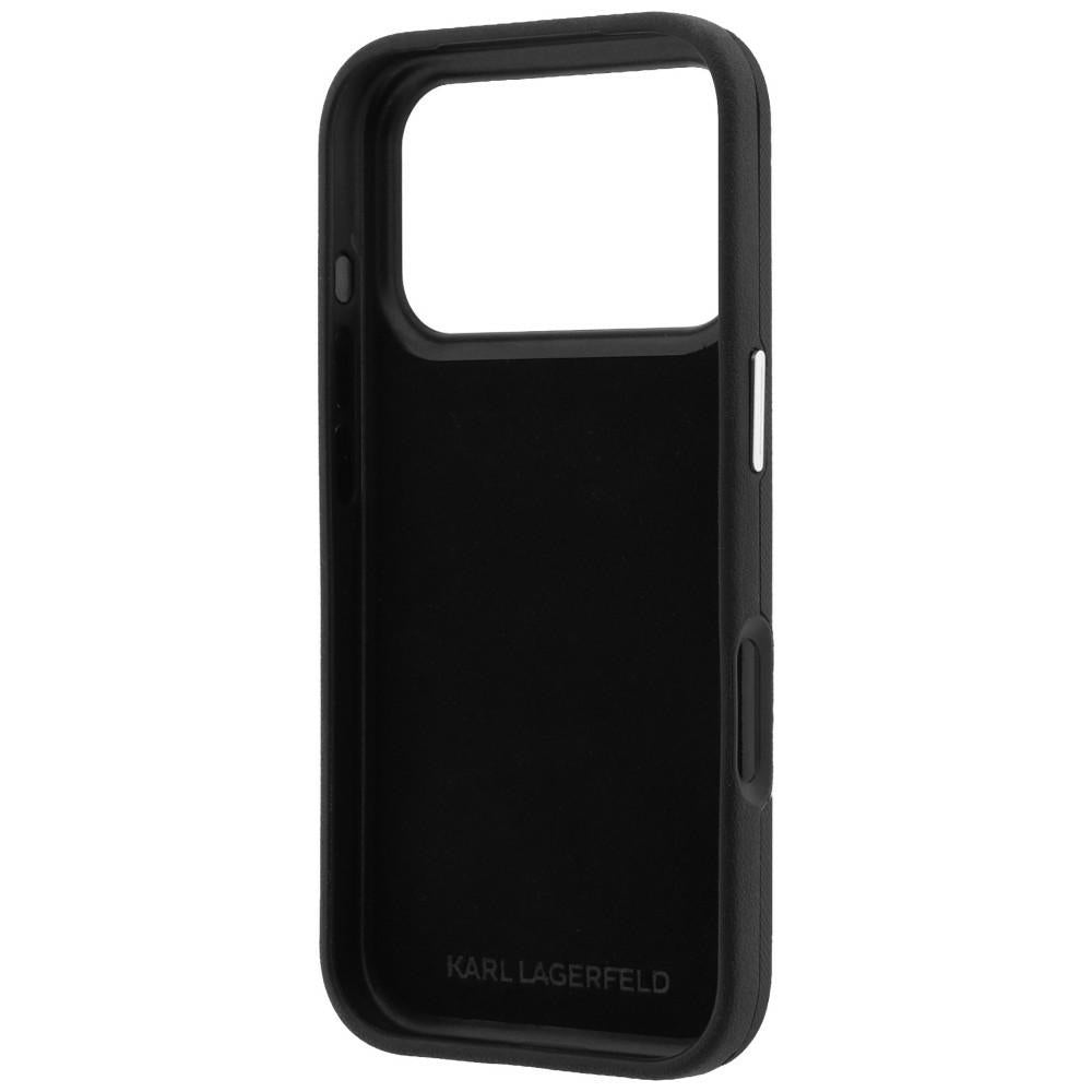 Karl Lagerfeld Saffiano Karl&amp;Choupette Heads Pins Strap Logo Case for iPhone 18 Pro / 17 Pro - Black_7