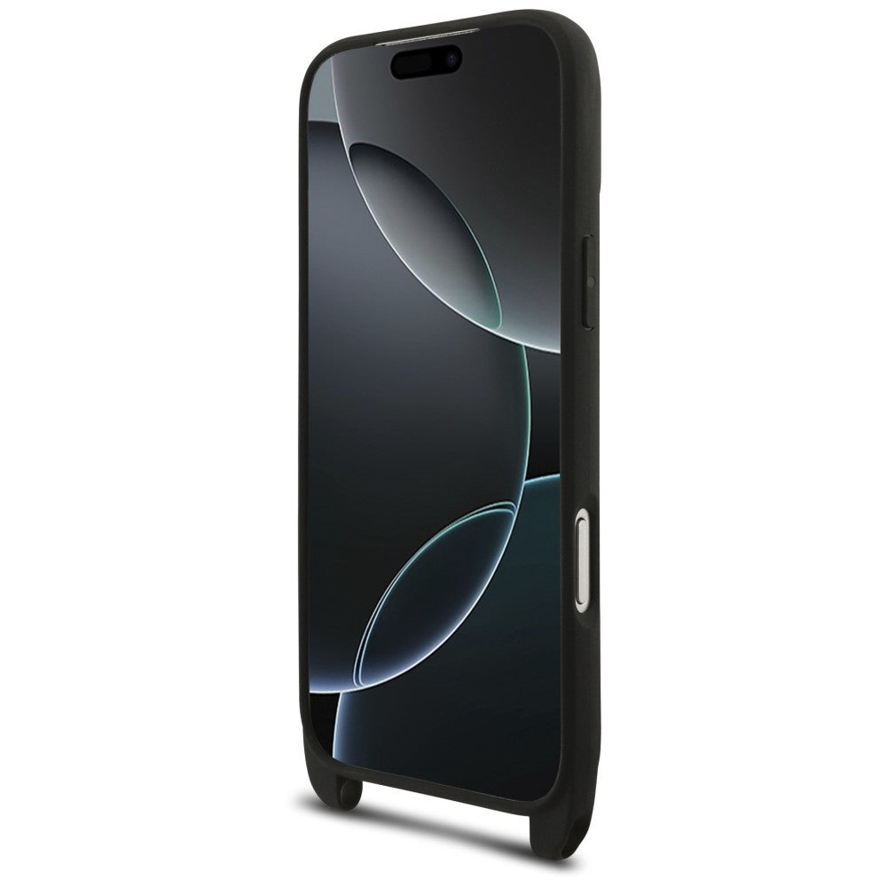 Karl Lagerfeld Saffiano Karl&amp;Choupette Metal Pin CBDY Strap Case for iPhone 18 Pro / 17 Pro - Black_5