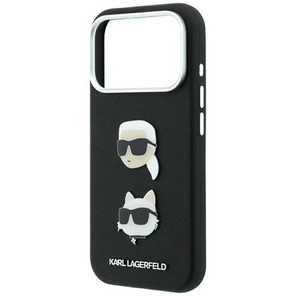 Karl Lagerfeld Saffiano Case with Karl &amp; Choupette Heads Pins &amp; Logo for iPhone 18 Pro / 17 Pro - Black_5
