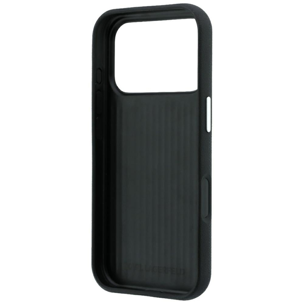 Karl Lagerfeld Saffiano Case with Karl &amp; Choupette Heads Pins &amp; Logo for iPhone 18 Pro / 17 Pro - Black_6