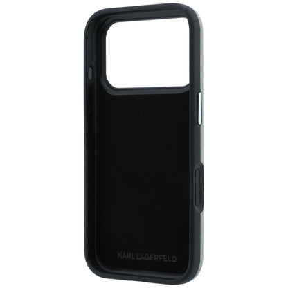 Karl Lagerfeld Saffiano Case with Karl &amp; Choupette Heads Pins &amp; Logo for iPhone 18 Pro / 17 Pro - Gray_6