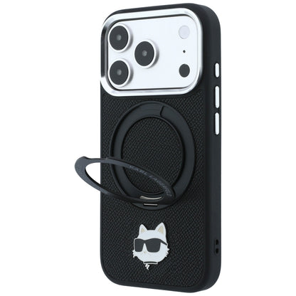 Karl Lagerfeld with Ring Stand 360 Choupette Head Pin MagSafe Case for iPhone 18 Pro Max / 17 Pro Max - Black_1