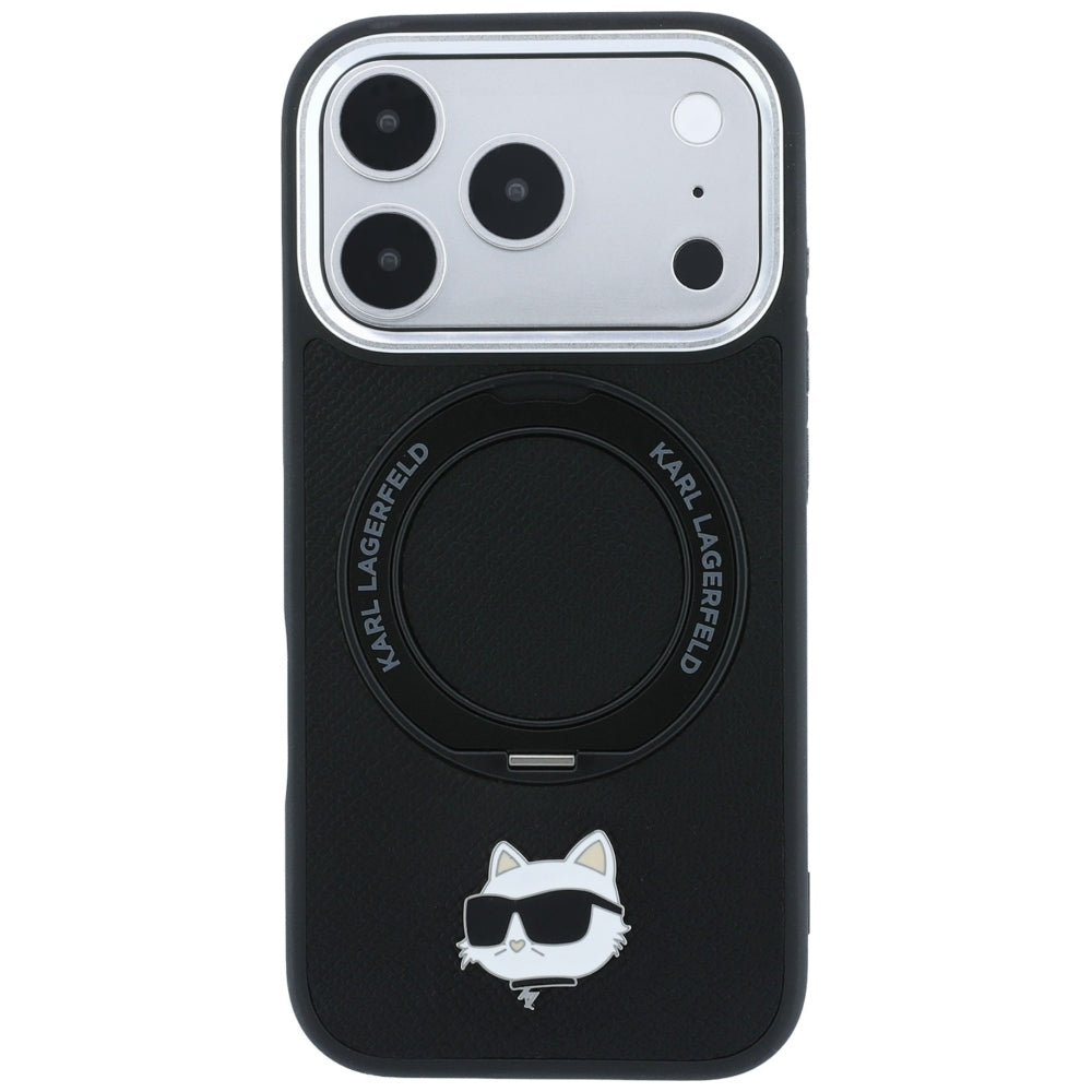 Karl Lagerfeld with Ring Stand 360 Choupette Head Pin MagSafe Case for iPhone 18 Pro Max / 17 Pro Max - Black_2