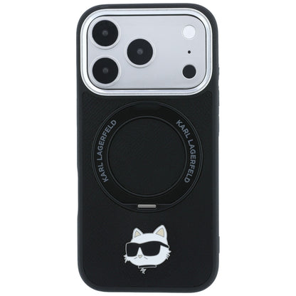 Karl Lagerfeld with Ring Stand 360 Choupette Head Pin MagSafe Case for iPhone 18 Pro Max / 17 Pro Max - Black_2