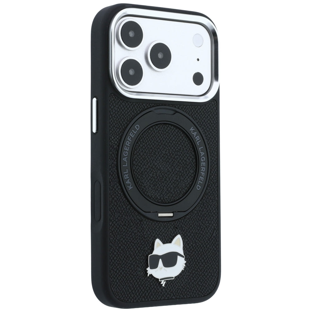 Karl Lagerfeld with Ring Stand 360 Choupette Head Pin MagSafe Case for iPhone 18 Pro Max / 17 Pro Max - Black_3