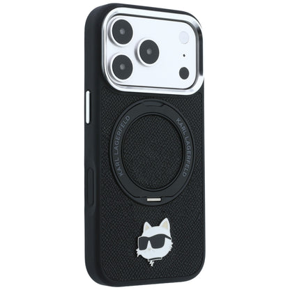 Karl Lagerfeld with Ring Stand 360 Choupette Head Pin MagSafe Case for iPhone 18 Pro Max / 17 Pro Max - Black_3