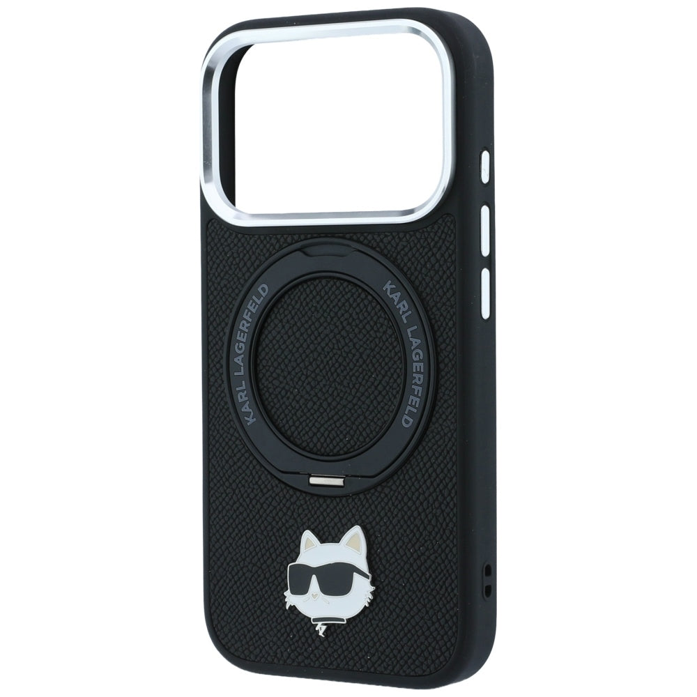 Karl Lagerfeld with Ring Stand 360 Choupette Head Pin MagSafe Case for iPhone 18 Pro Max / 17 Pro Max - Black_5