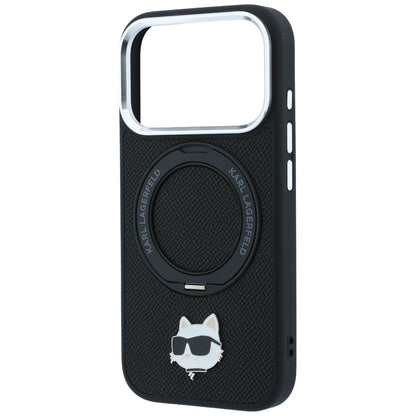 Karl Lagerfeld with Ring Stand 360 Choupette Head Pin MagSafe Case for iPhone 18 Pro Max / 17 Pro Max - Black_5