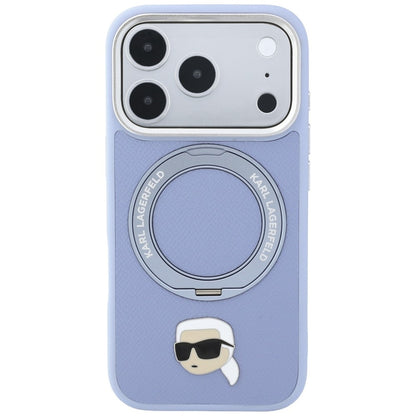 Karl Lagerfeld with Ring Stand 360 Karl Head Pin MagSafe Case for iPhone 18 Pro Max / 17 Pro Max - Light Blue_2
