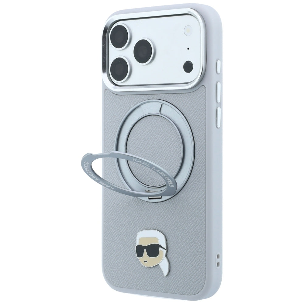 Karl Lagerfeld with Ring Stand 360 Karl Head Pin MagSafe Case for iPhone 18 Pro Max / 17 Pro Max - Gray_1