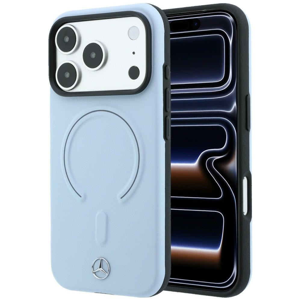 Mercedes Leather 3D MagSafe Case for iPhone 18 Pro / 17 Pro - Blue_0