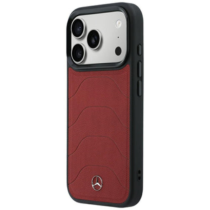 Mercedes Leather Mesh with Bow Line MagSafe Case for iPhone 18 Pro Max / 17 Pro Max - Burgundy_1