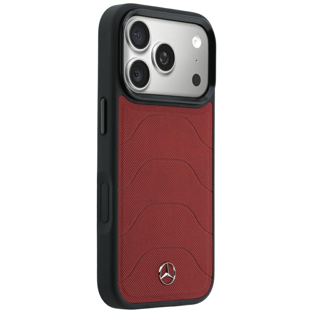 Mercedes Leather Mesh with Bow Line MagSafe Case for iPhone 18 Pro Max / 17 Pro Max - Burgundy_3