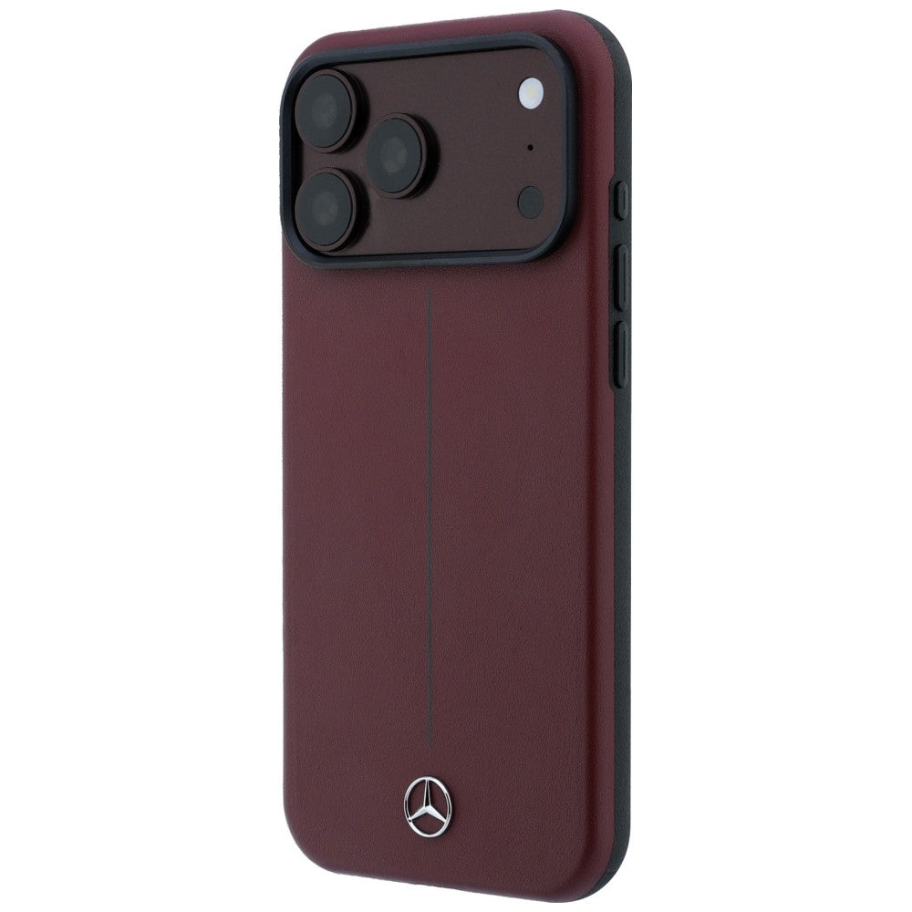 Mercedes Leather Semi Wrap Iconic Line MagSafe Case for iPhone 18 Pro / 17 Pro - Burgundy_1