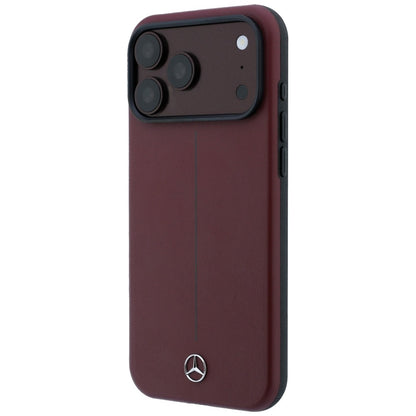 Mercedes Leather Semi Wrap Iconic Line MagSafe Case for iPhone 18 Pro / 17 Pro - Burgundy_1