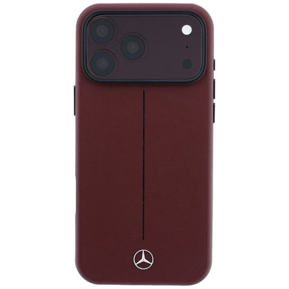 Mercedes Leather Semi Wrap Iconic Line MagSafe Case for iPhone 18 Pro / 17 Pro - Burgundy_2