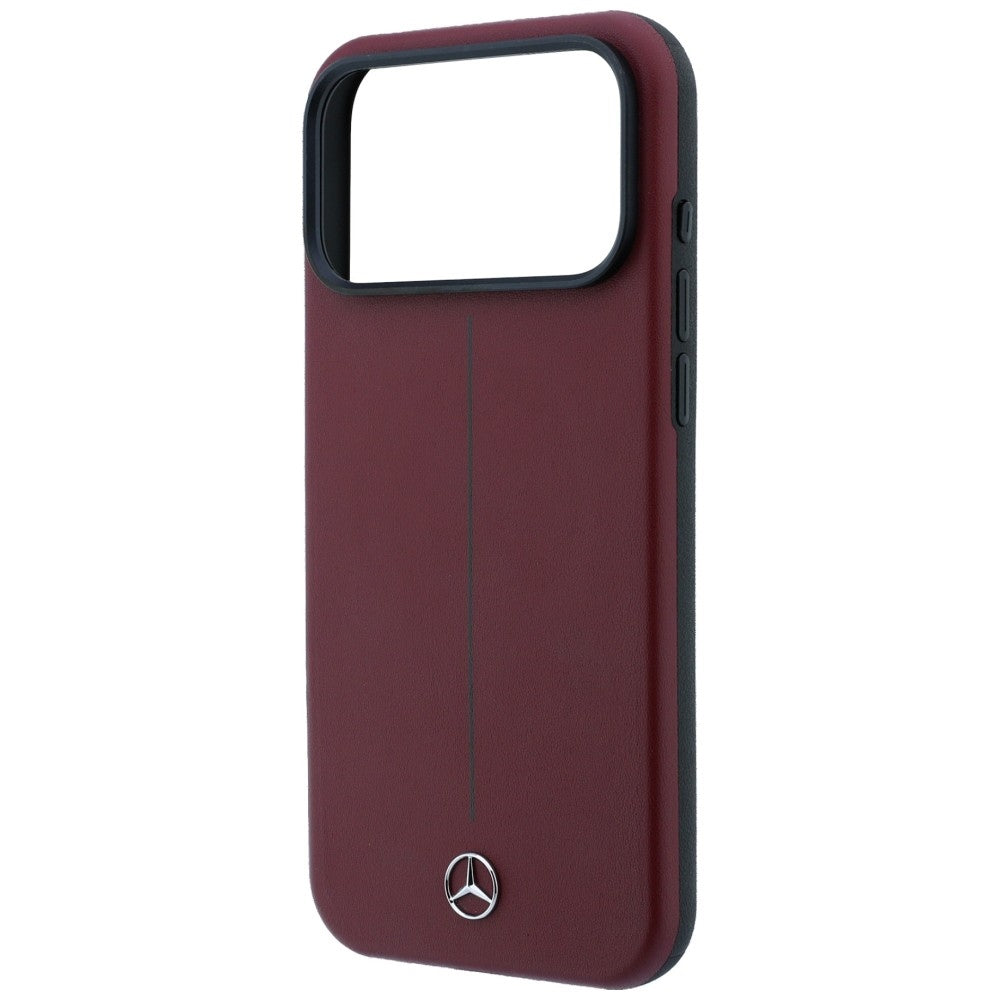Mercedes Leather Semi Wrap Iconic Line MagSafe Case for iPhone 18 Pro / 17 Pro - Burgundy_5