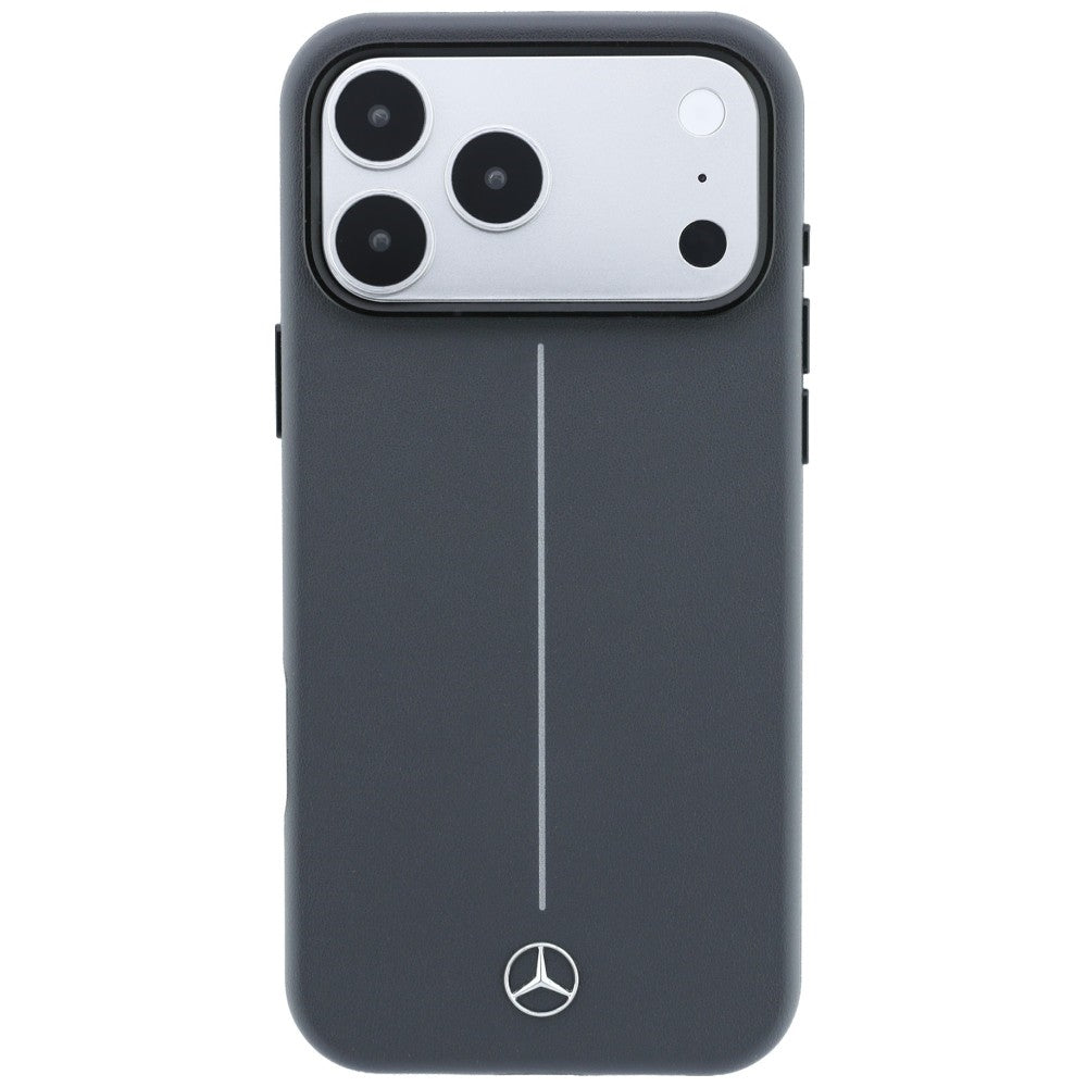 Mercedes Leather Semi Wrap with Iconic Line MagSafe Case for iPhone 18 Pro Max / 17 Pro Max - Dark Gray_2