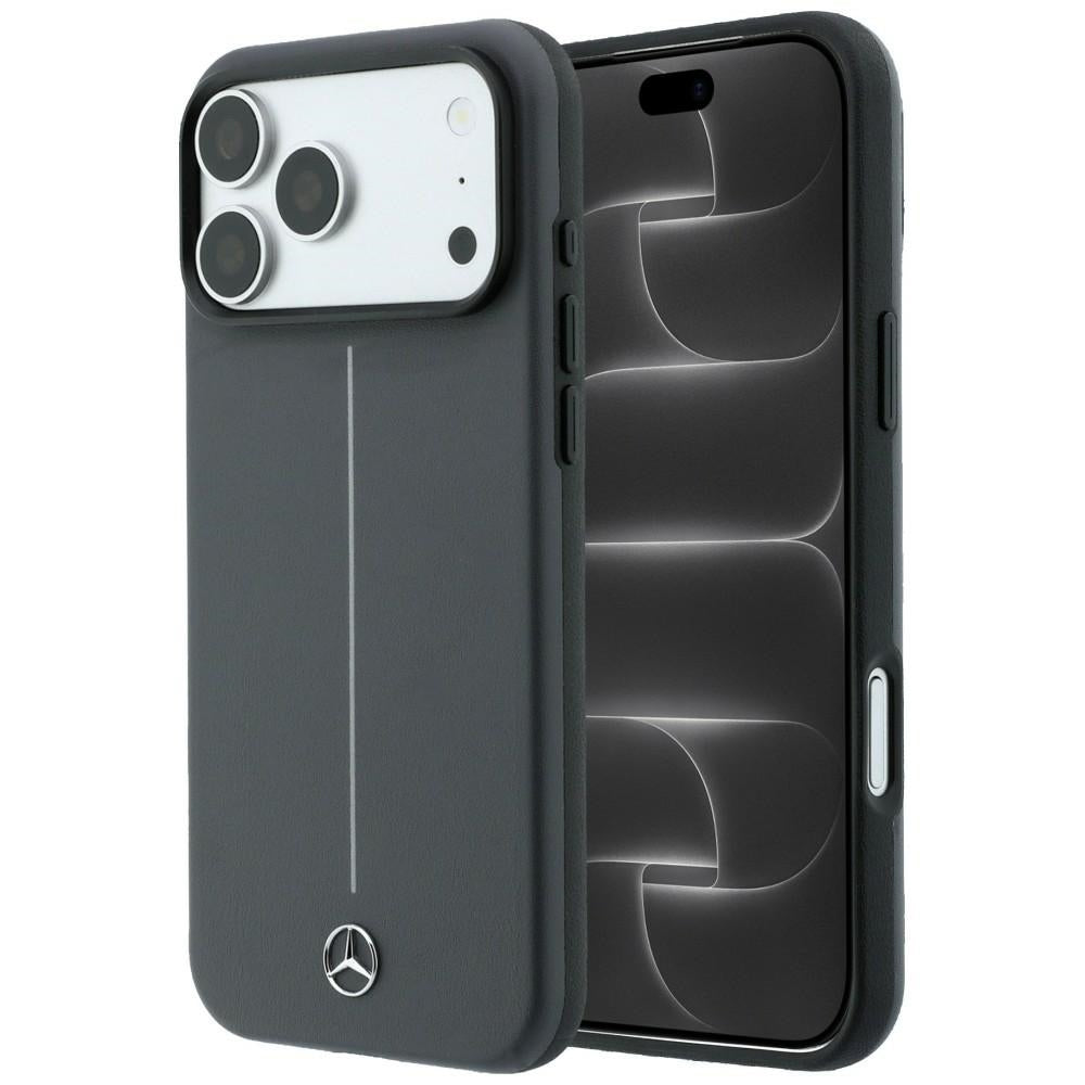 Mercedes Leather Semi Wrap with Iconic Line MagSafe Case for iPhone 18 Pro / 17 Pro - Dark Gray_0