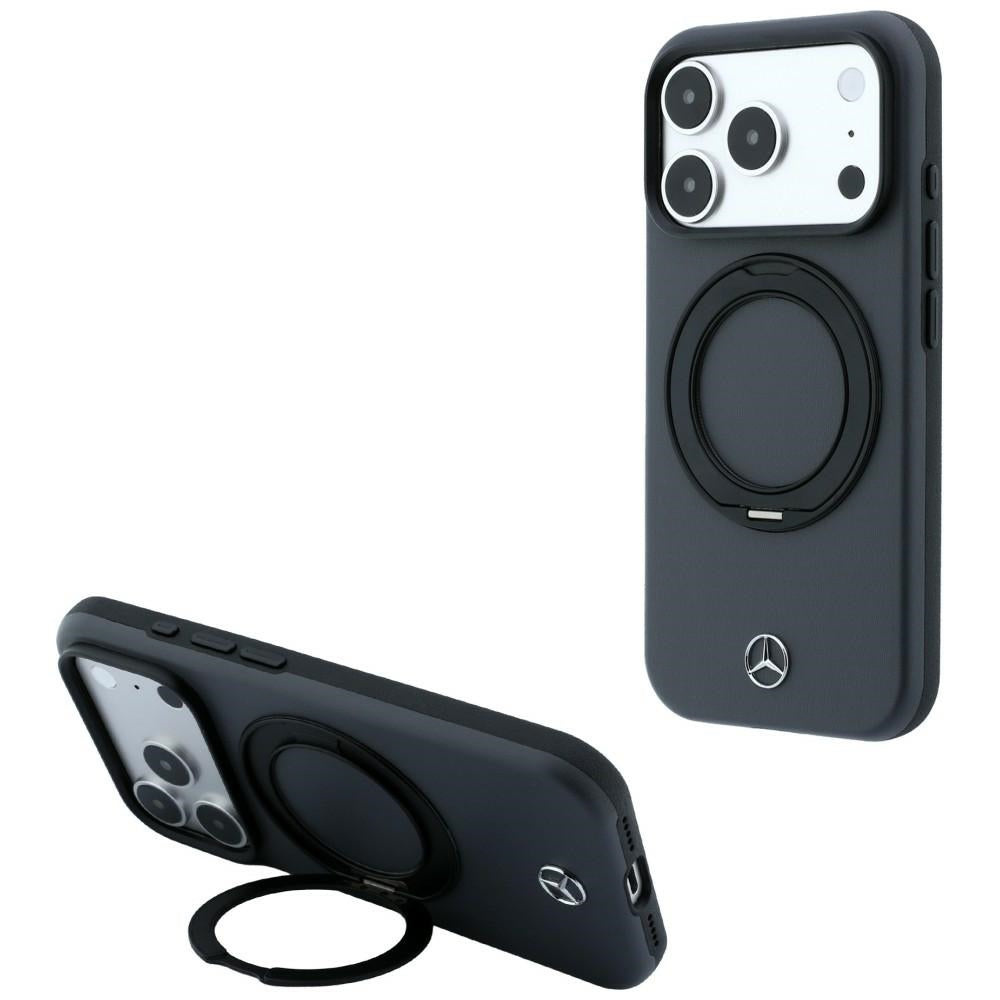 Mercedes Leather with Ring Stand MagSafe Case for iPhone 18 Pro Max / 17 Pro Max - Dark Gray_0