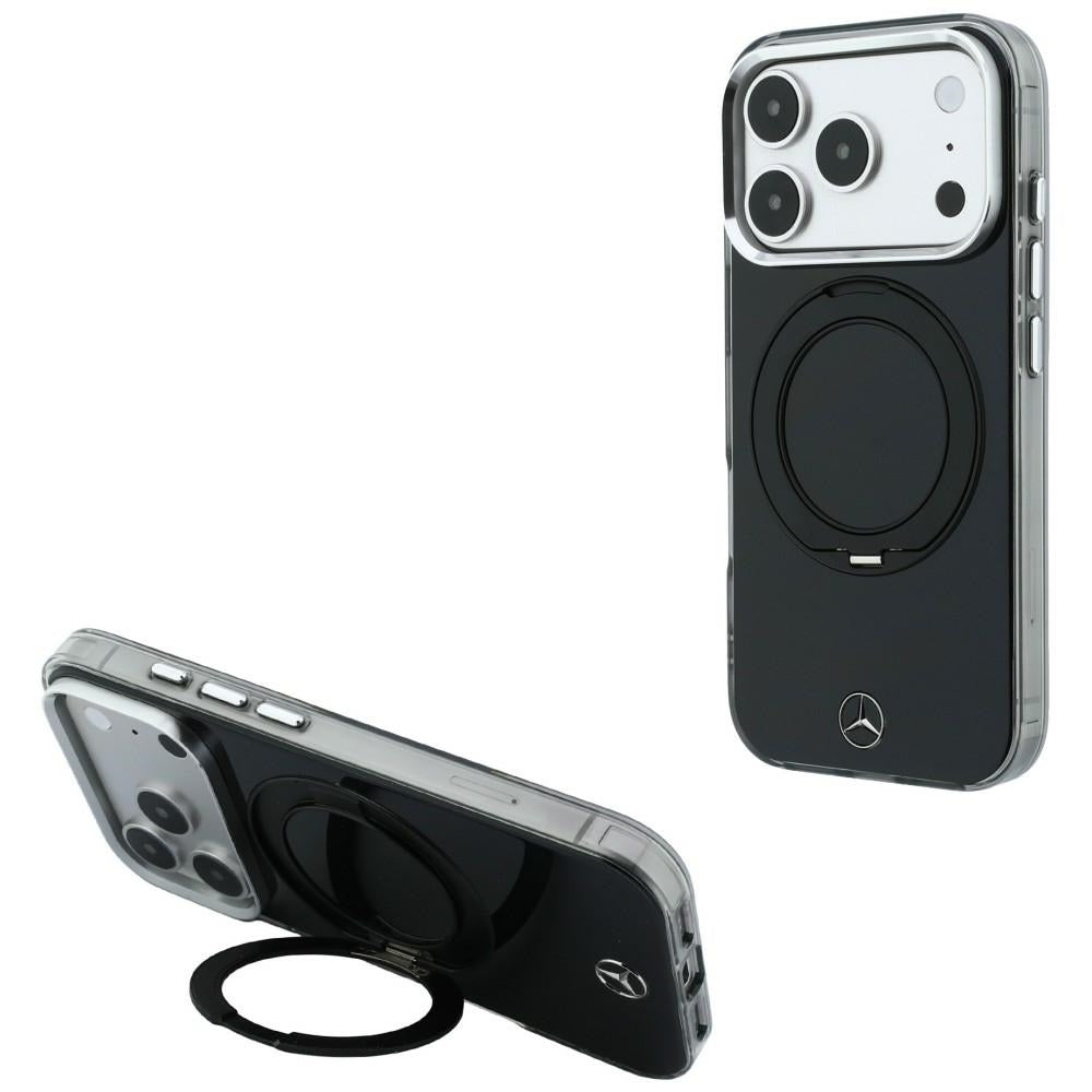 Mercedes Ring Stand Iconic Logo MagSafe Case for iPhone 18 Pro / 17 Pro - Black_0