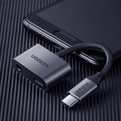 Ugreen CM193 50596 audio adapter two-port USB-C (male) - mini jack 3.5mm / USB-C (female) - gray - OUTLET_6