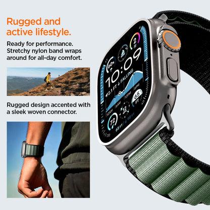 Strap Spigen WBF1 Strap for Apple Watch 44 / 45 / 46 / 49 mm - Black and Green - OUTLET_15