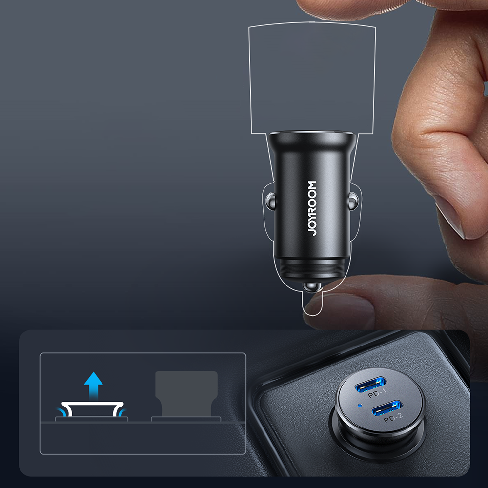 Joyroom JR-CCN06 30W 2x USB-C Metal Mini Car Charger - Black - OUTLET_11