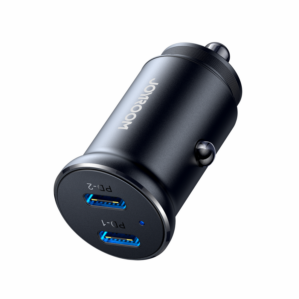 Joyroom JR-CCN06 30W 2x USB-C Metal Mini Car Charger - Black - OUTLET_3