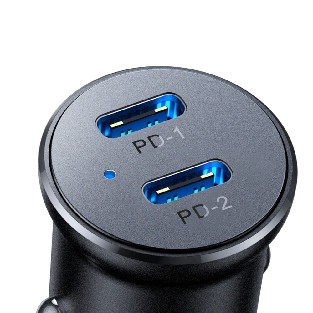 Joyroom JR-CCN06 30W 2x USB-C Metal Mini Car Charger - Black - OUTLET_5