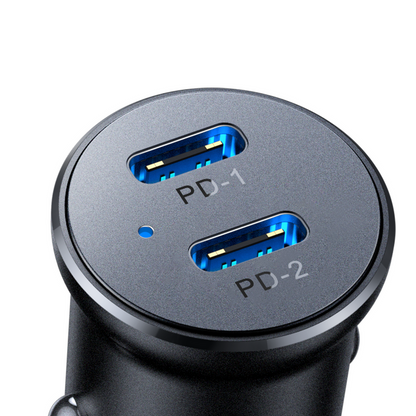 Joyroom JR-CCN06 30W 2x USB-C Metal Mini Car Charger - Black - OUTLET_5