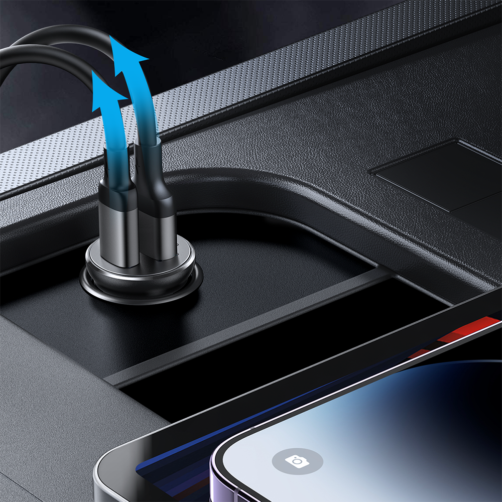 Joyroom JR-CCN06 30W 2x USB-C Metal Mini Car Charger - Black - OUTLET_7