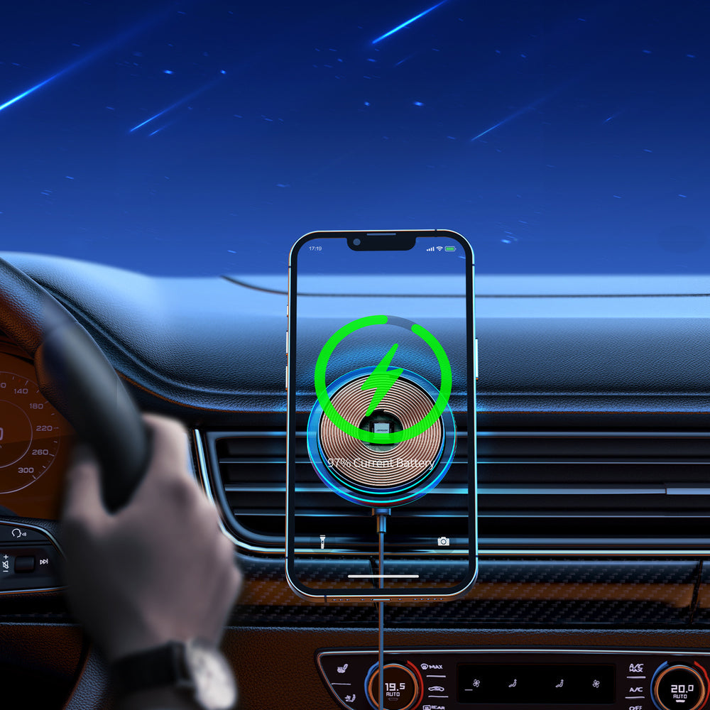 Joyroom car phone holder with 15W Qi inductive charger (MagSafe compatible) for air vent, silver (JR-ZS291) - OUTLET_10
