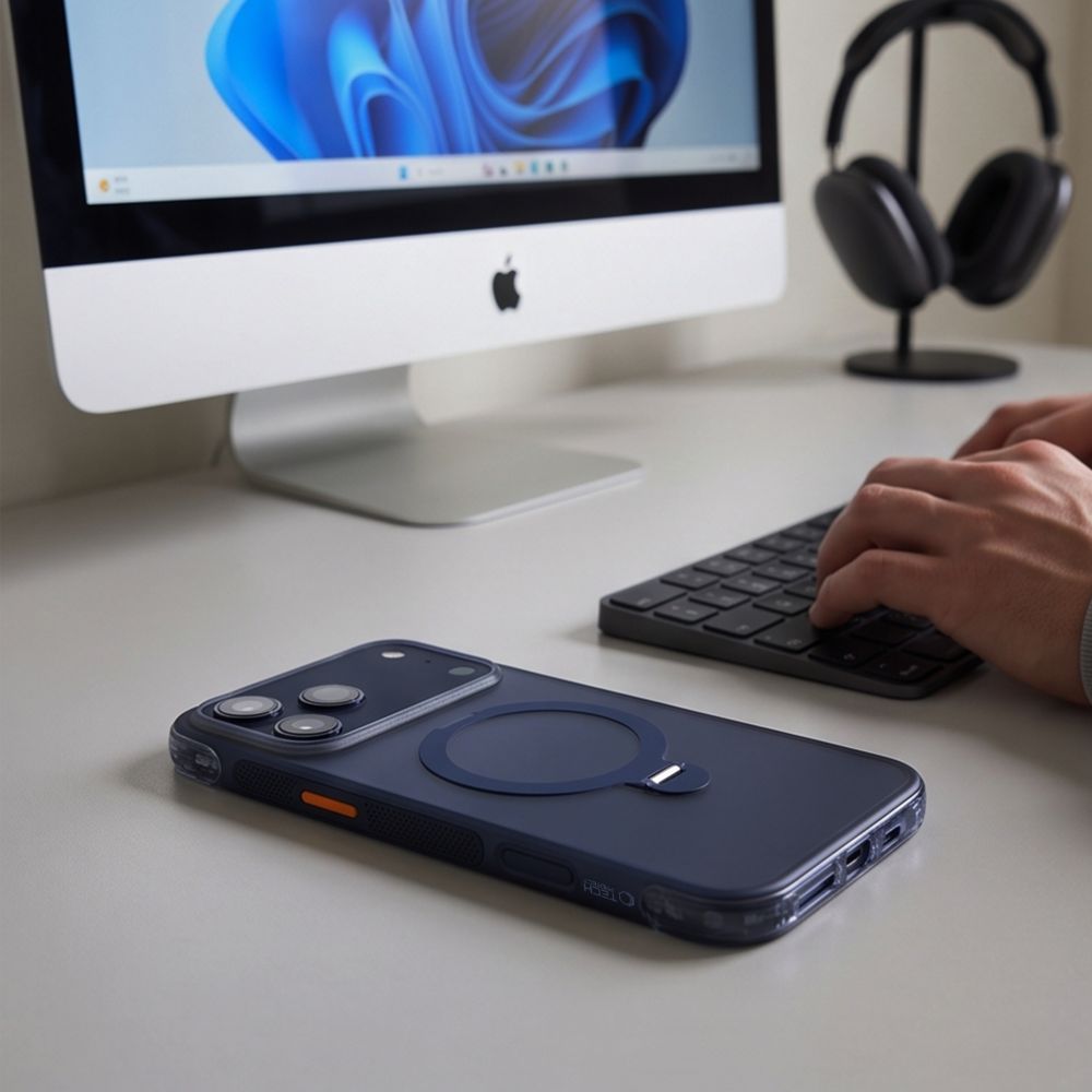Tech-Protect MagAir Stand MagSafe CC Case for iPhone 18 Pro Max / 17 Pro Max - Matte Navy Blue_10