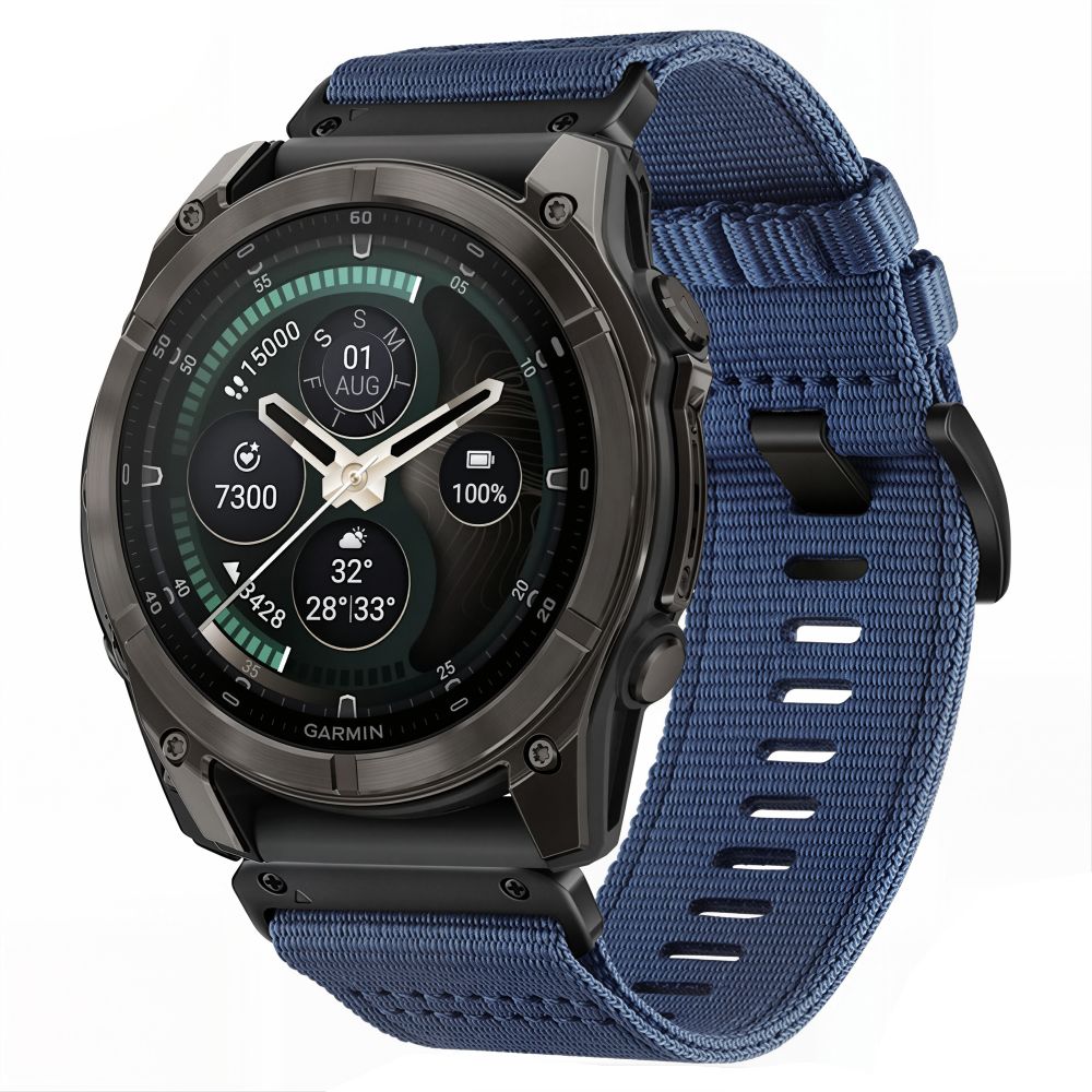 Tech-Protect Nylon Classic Strap for Garmin Fenix ​​5X / 5X Plus / 6X / 6X Pro / 7X / 8 / 8 Pro / 9 / 9 Pro (51 mm) - Navy Blue_0