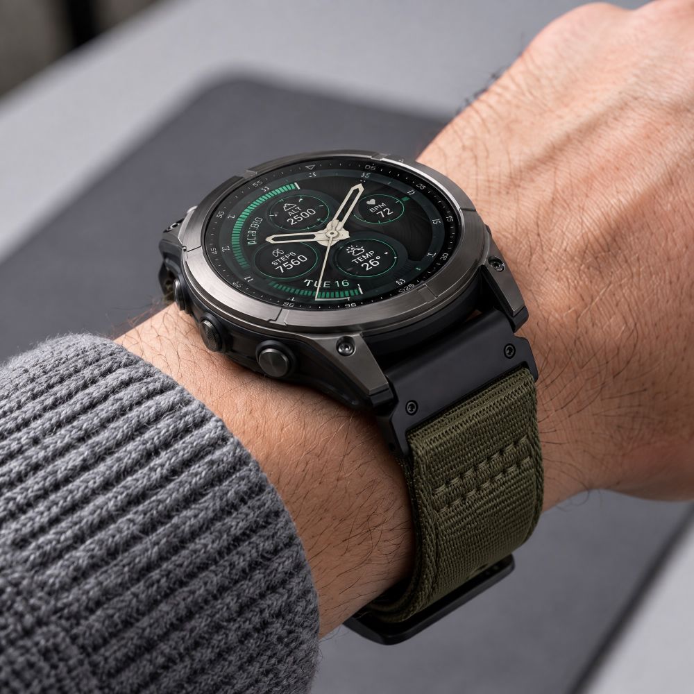 Tech-Protect Nylon Classic Strap for Garmin Fenix ​​5X / 5X Plus / 6X / 6X Pro / 7X / 8 / 8 Pro / 9 / 9 Pro (47 mm) - green_5