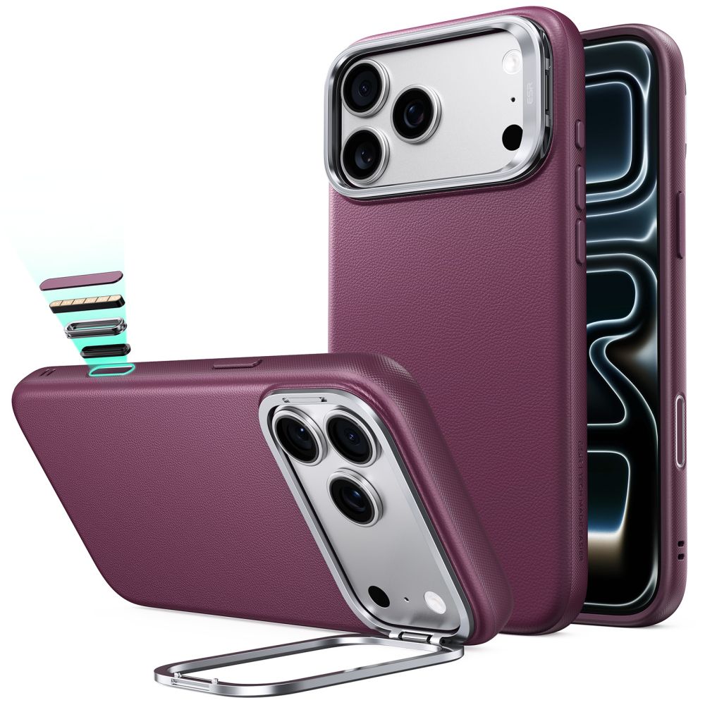ESR Atelier Kickstand MagSafe Case for iPhone 18 Pro / 17 Pro - burgundy_0