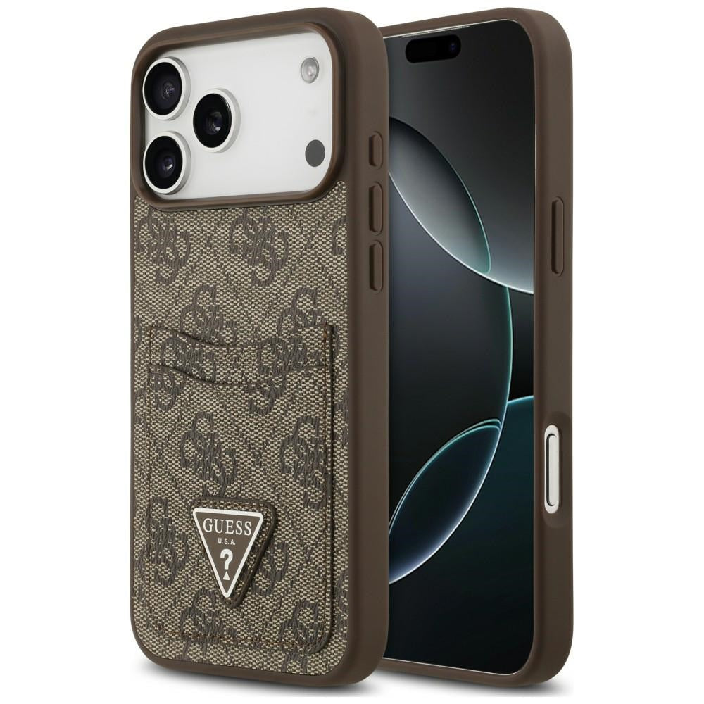 Etui Guess 4G nauble Card Triangle na iPhone 18 Pro Max / 17 Pro Max - brązowe_0