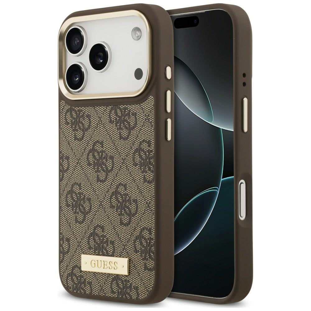 Etui Guess 4G Logo Plate MagSafe naiPhone 18 Pro / 17 Pro - brązowe_0