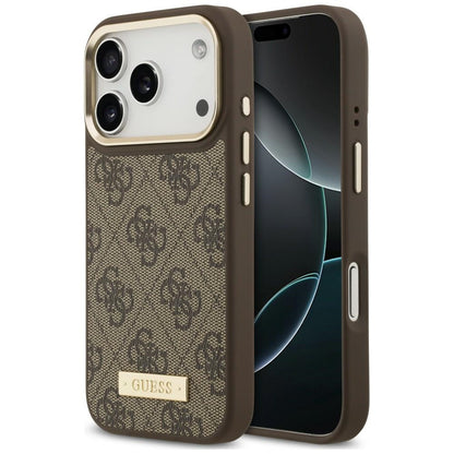 Etui Guess 4G Logo Plate MagSafe naiPhone 18 Pro / 17 Pro - brązowe_0