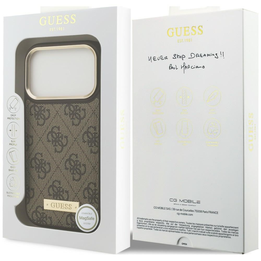 Etui Guess 4G Logo Plate MagSafe naiPhone 18 Pro / 17 Pro - brązowe_7