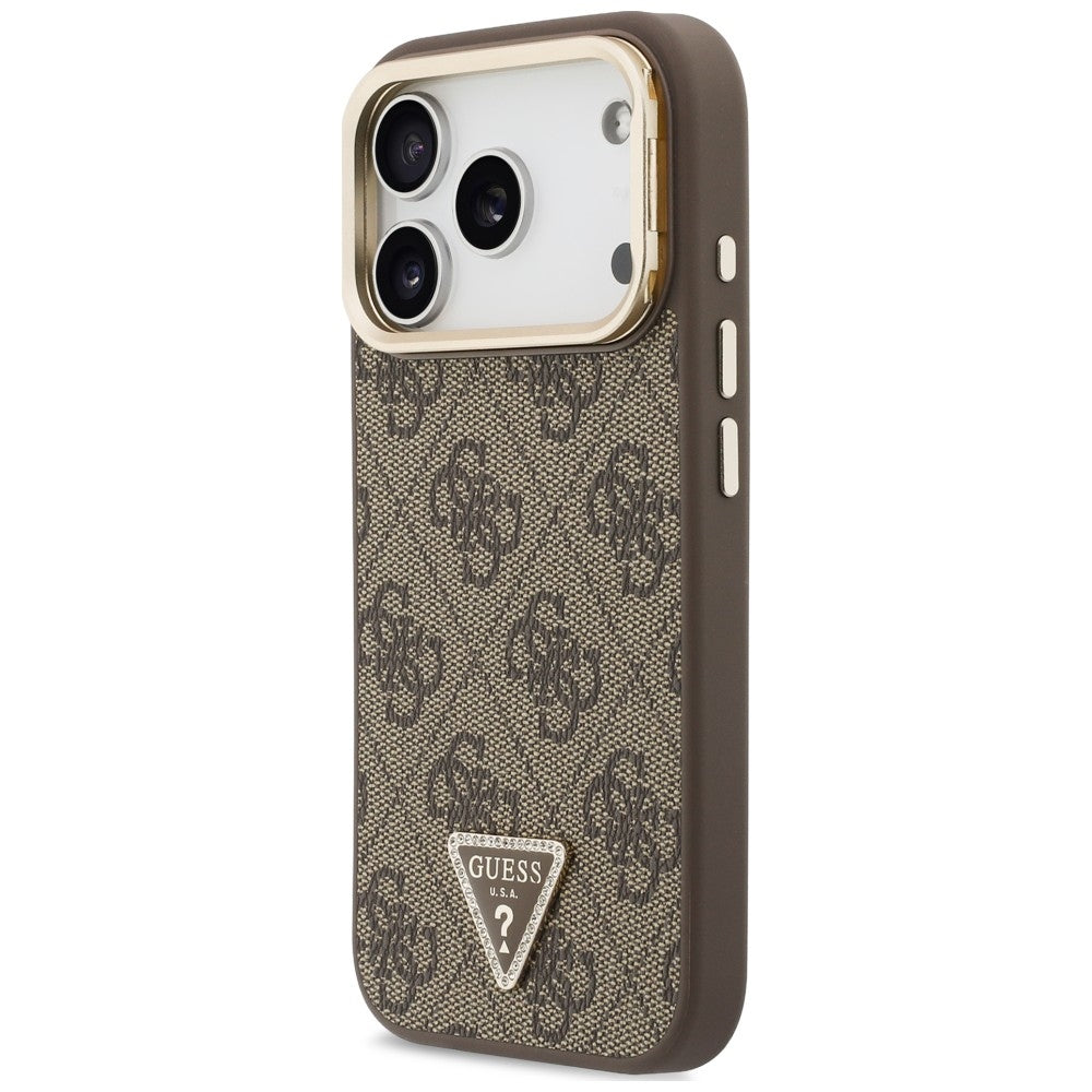 Etui Guess 4G PU Triangle Logo & Stand Camera Magsafe na iPhone 18 Pro Max / 17 Pro Max - brązowe_1