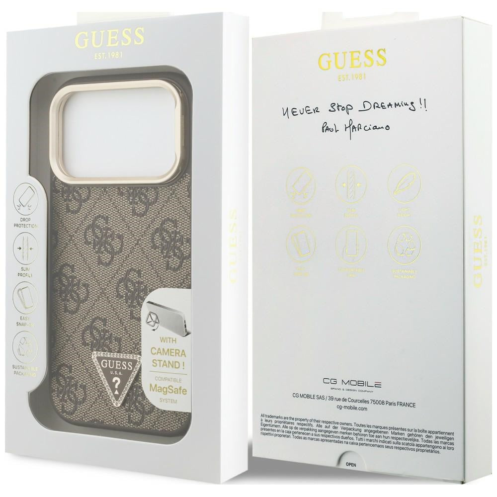 Etui Guess 4G PU Triangle Logo & Stand Camera Magsafe na iPhone 18 Pro Max / 17 Pro Max - brązowe_7