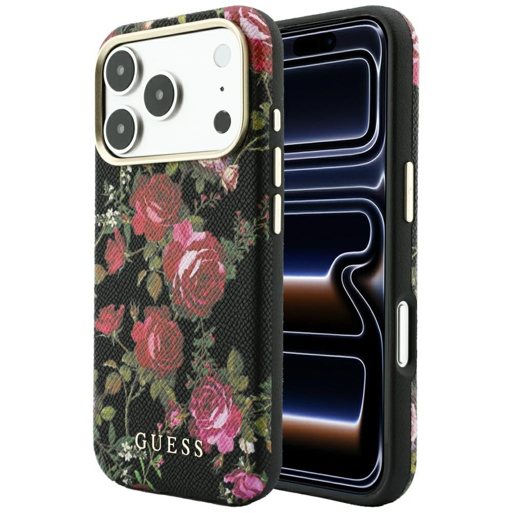 Etui Guess Blossom Roses Print MagSafe na iPhone 18 Pro Max / 17 Pro Max - czarne_0