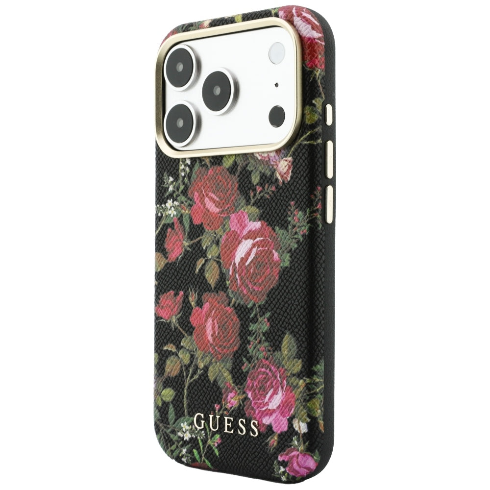 Etui Guess Blossom Roses Print MagSafe na iPhone 18 Pro Max / 17 Pro Max - czarne_1
