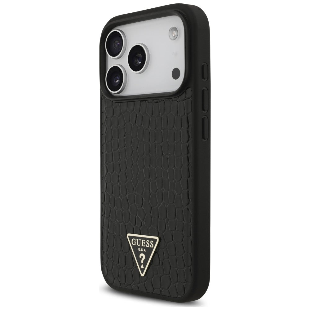 Etui Guess Croco Triangle Logo MagSafe na iPhone 18 Pro / 17 Pro - czarne_1
